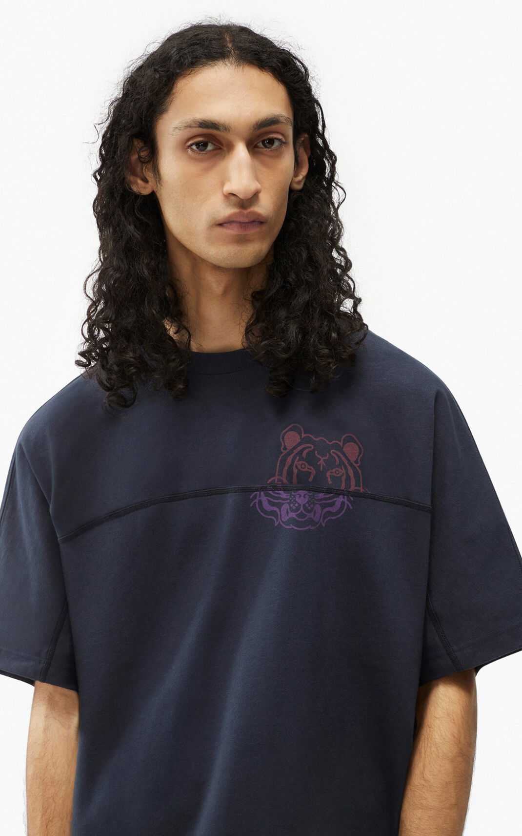 Camisetas Kenzo K Tiger oversized Hombre Azules Negras SWD450691